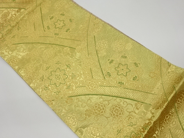 リサイクル　華文に花唐草・古典柄模様織出し袋帯